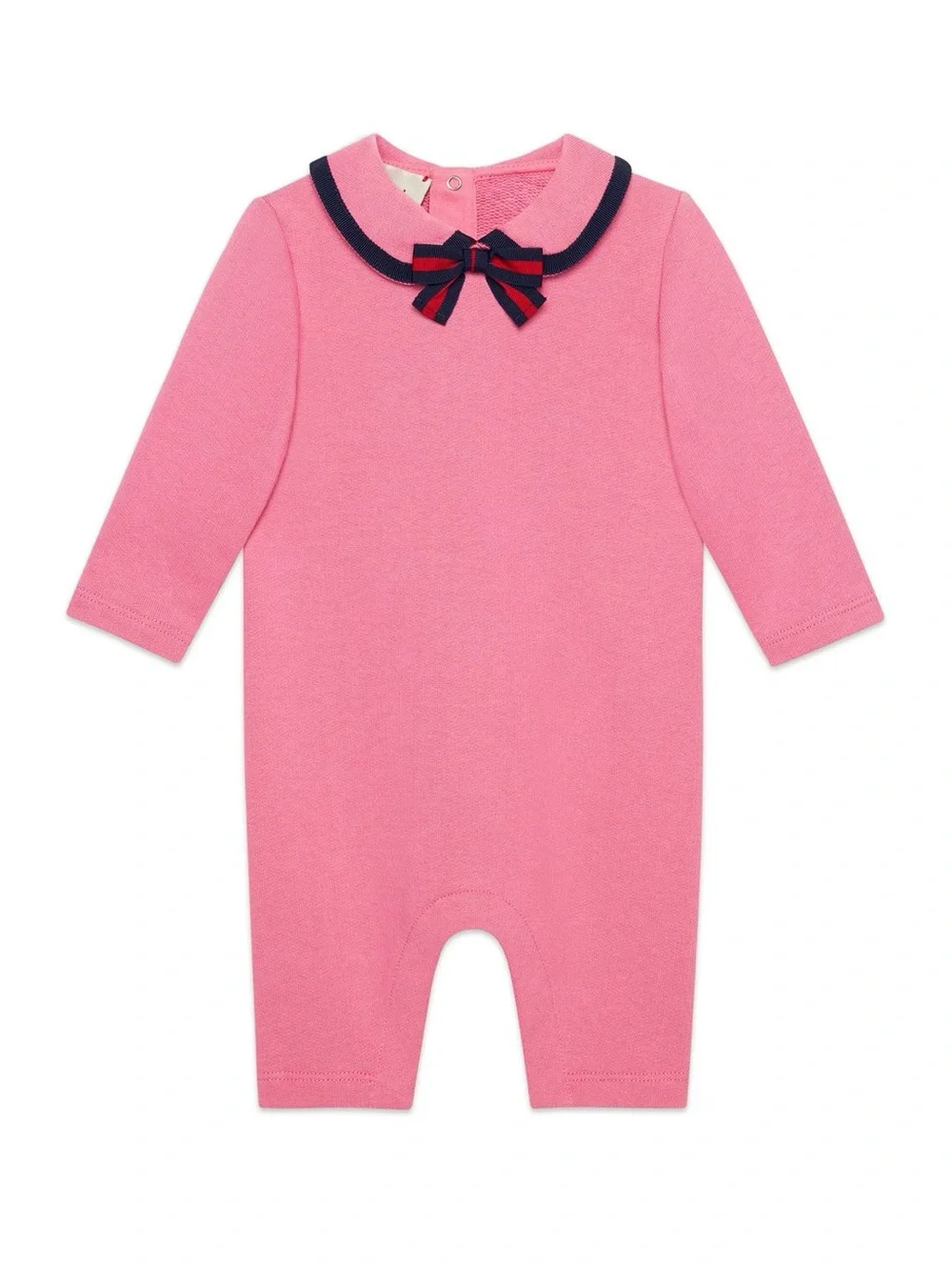 Gucci Pink Bubble Collar Baby One-Piece with Navy Bow